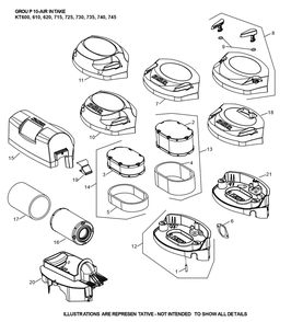 Kt735-3103 Air Intake Diagram and Parts List for KT735-3103  Cub Cadet Lawn Tractor